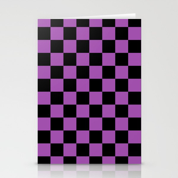 Halloween Checkered Purple and Black Check Pattern Stationery Card Gallery Image 2