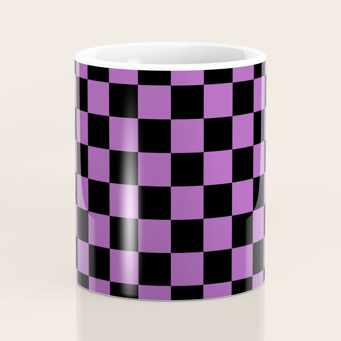 Halloween Checkered Purple and Black Check Pattern Coffee Mug Gallery Image 4