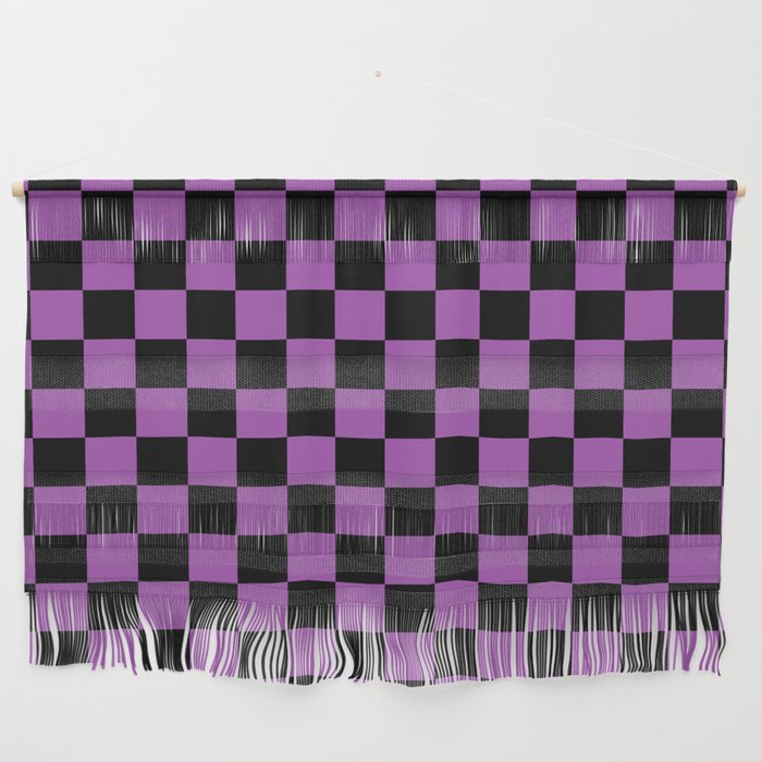 Halloween Checkered Purple and Black Check Pattern Wall Hanging Gallery Image 1