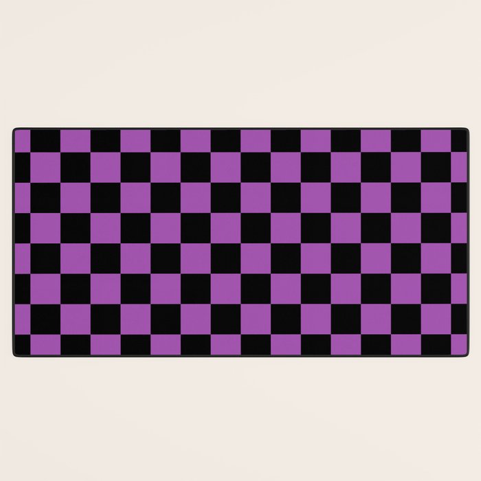 Halloween Checkered Purple and Black Check Pattern Desk Mat Gallery Image 3