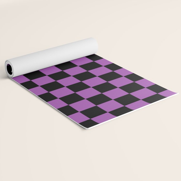 Halloween Checkered Purple and Black Check Pattern Yoga Mat Gallery Image 2
