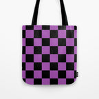 Halloween Checkered Purple and Black Check Pattern Tote Bag Gallery Image 1