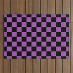 Halloween Checkered Purple and Black Check Pattern Outdoor Rug Gallery Image 1
