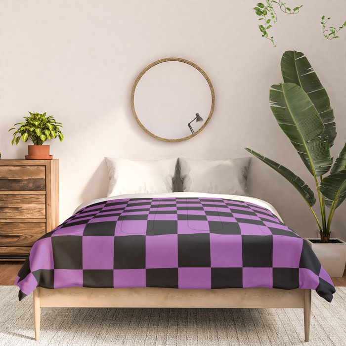 Halloween Checkered Purple and Black Check Pattern Comforter Gallery Image 3
