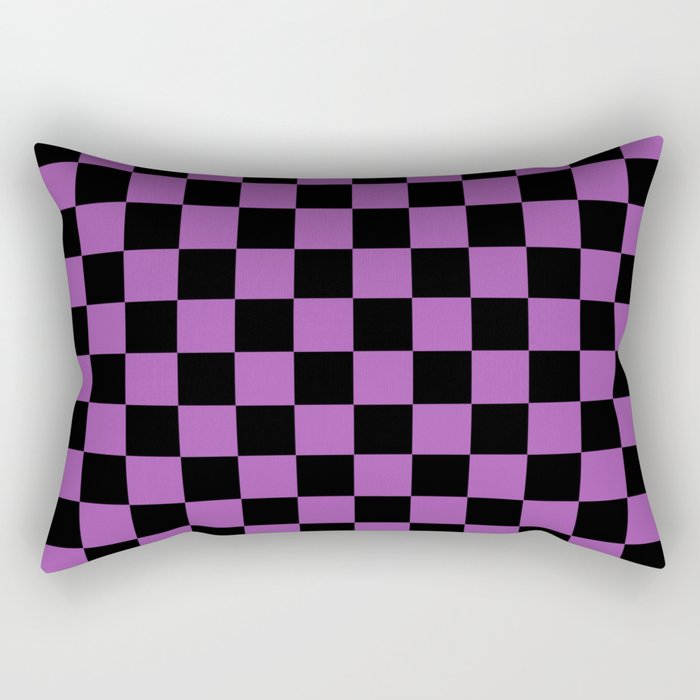 Halloween Checkered Purple and Black Check Pattern Rectangular Pillow Gallery Image 2