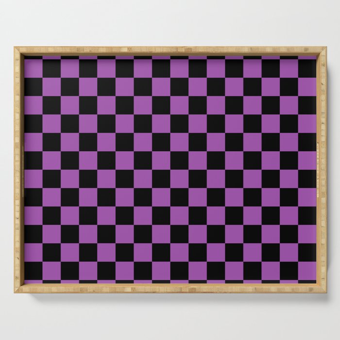 Halloween Checkered Purple and Black Check Pattern Serving Tray Gallery Image 1