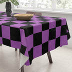 Halloween Checkered Purple and Black Check Pattern Tablecloth Gallery Image 3