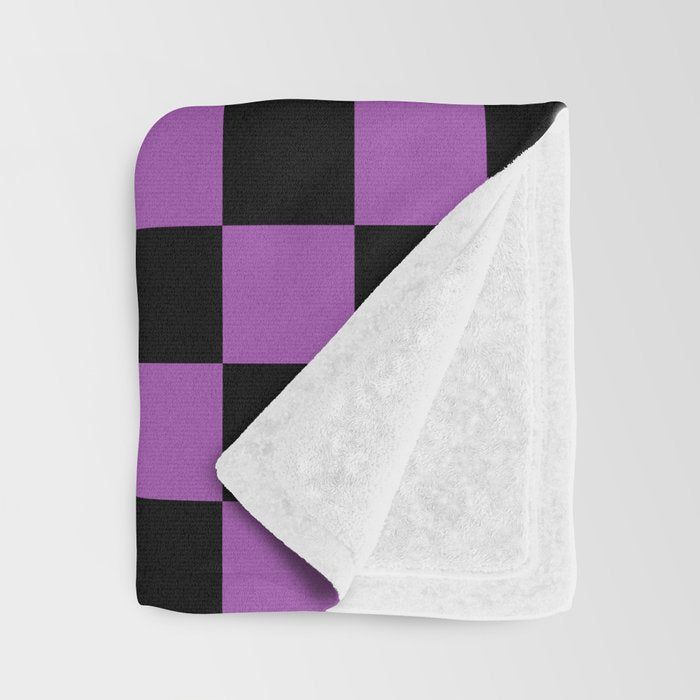 Halloween Checkered Purple and Black Check Pattern Throw Blanket Gallery Image 3