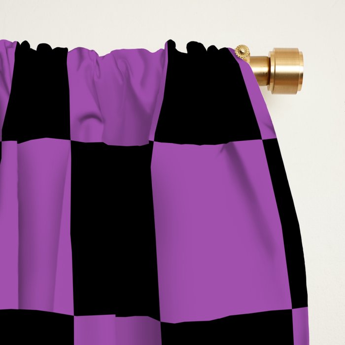 Halloween Checkered Purple and Black Check Pattern Window Curtain Gallery Image 2