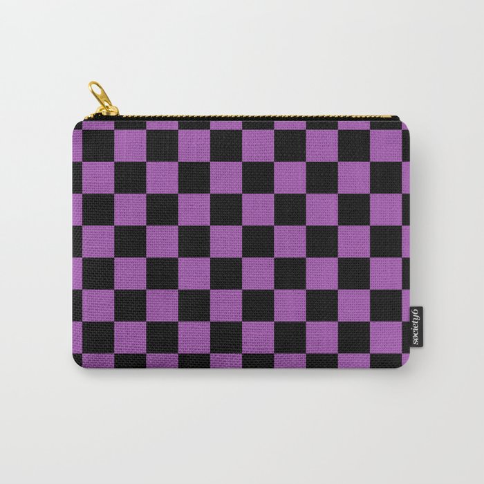 Halloween Checkered Purple and Black Check Pattern Carry All Pouch Gallery Image 1