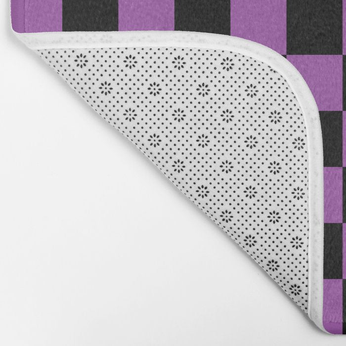 Halloween Checkered Purple and Black Check Pattern Bath Mat Gallery Image 2