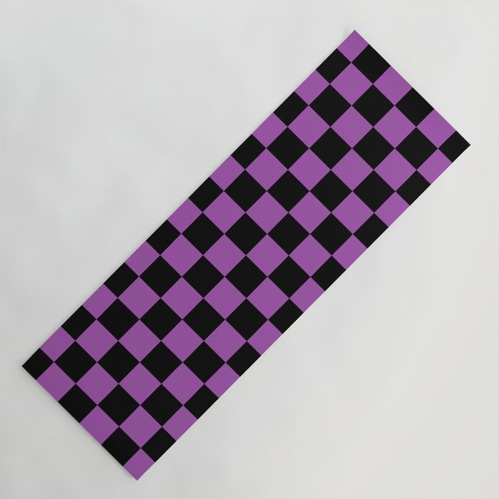Halloween Checkered Purple and Black Check Pattern Yoga Mat Gallery Image 1
