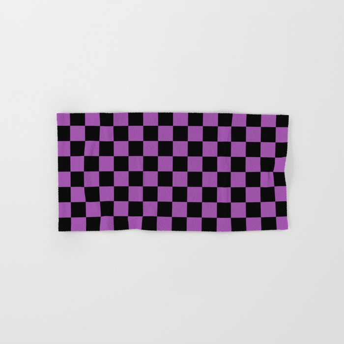 Halloween Checkered Purple and Black Check Pattern Bath Towel Gallery Image 1