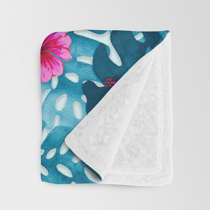 Tropical Hibiscus Pattern Pink Throw Blanket Gallery Image 3