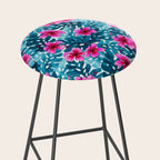 Tropical Hibiscus Pattern Pink Stool Gallery Image 2
