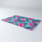 Tropical Hibiscus Pattern Pink Rug Gallery Image 3