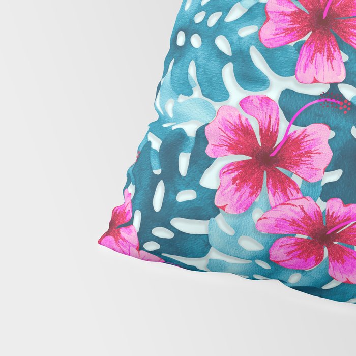 Tropical Hibiscus Pattern Pink Pillow Sham Gallery Image 4