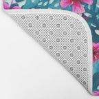 Tropical Hibiscus Pattern Pink Bath Mat Gallery Image 2