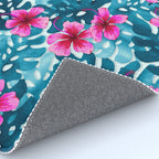 Tropical Hibiscus Pattern Pink Rug Gallery Image 4