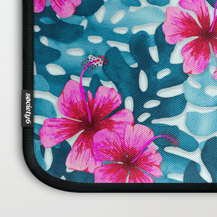 Tropical Hibiscus Pattern Pink Laptop Sleeve Gallery Image 3