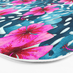 Tropical Hibiscus Pattern Pink Bath Mat Gallery Image 3