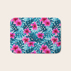 Tropical Hibiscus Pattern Pink Bath Mat Gallery Image 1