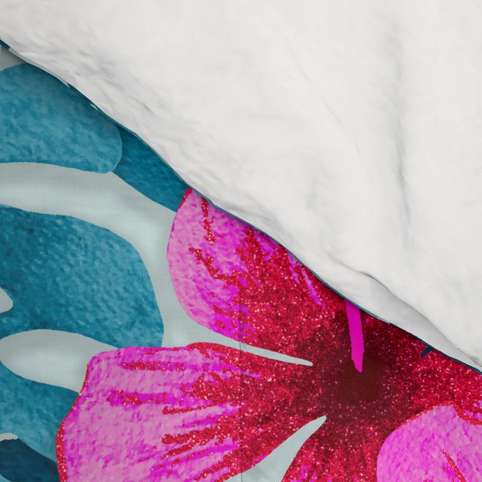 Tropical Hibiscus Pattern Pink Comforter Gallery Image 4