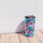 Tropical Hibiscus Pattern Pink Travel Mug Gallery Image 4