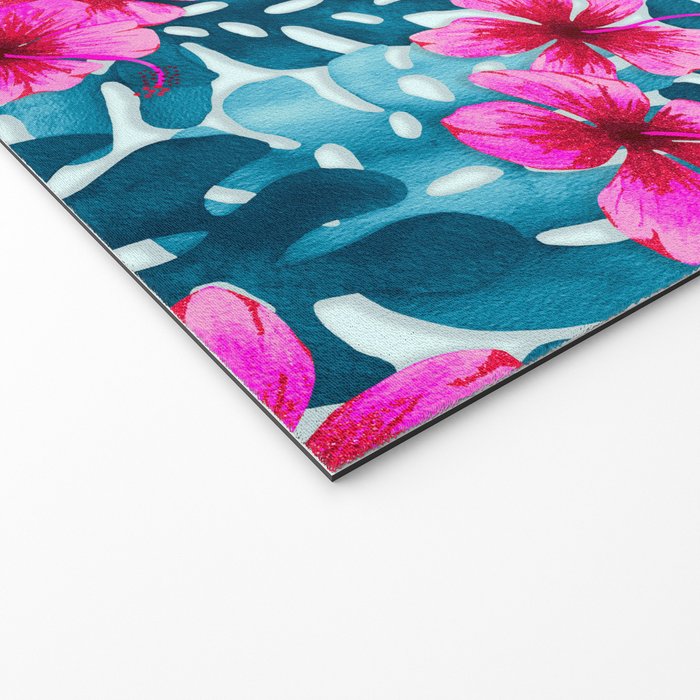 Tropical Hibiscus Pattern Pink Welcome Mat Gallery Image 2