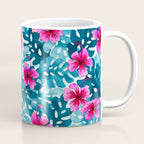 Tropical Hibiscus Pattern Pink Coffee Mug Gallery Image 1