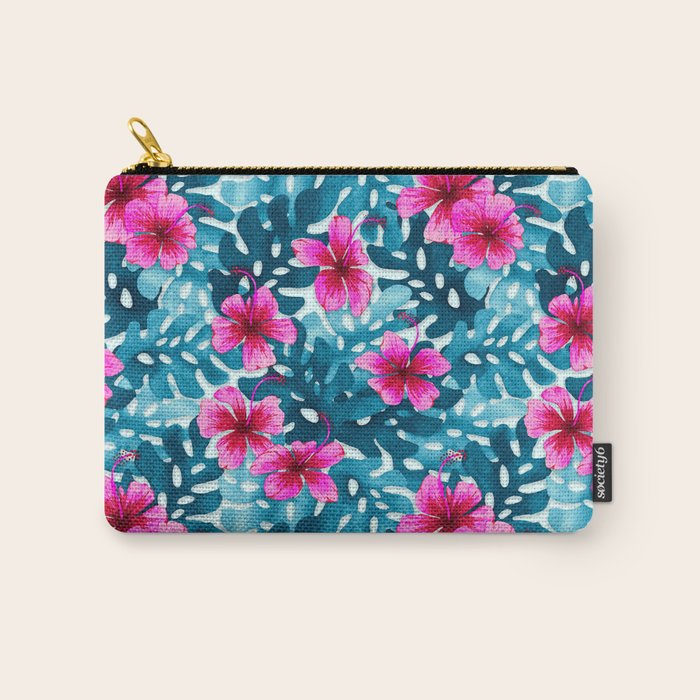 Tropical Hibiscus Pattern Pink Carry All Pouch Gallery Image 1