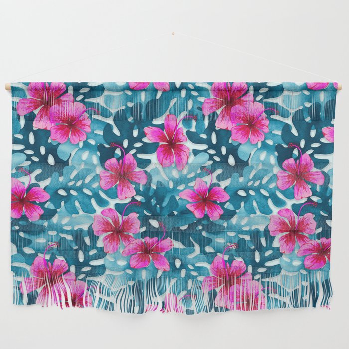 Tropical Hibiscus Pattern Pink Wall Hanging Gallery Image 1