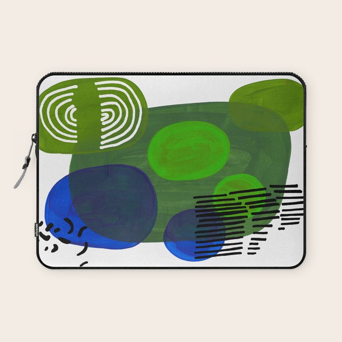 Modern Mid Century Fun Colorful Abstract Minimalist Painting Shapes & Patterns Swamp Monster Greens Laptop Sleeve Gallery Image 1