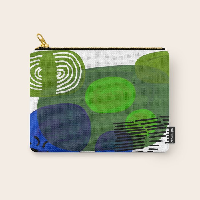Modern Mid Century Fun Colorful Abstract Minimalist Painting Shapes & Patterns Swamp Monster Greens Carry All Pouch Gallery Image 1