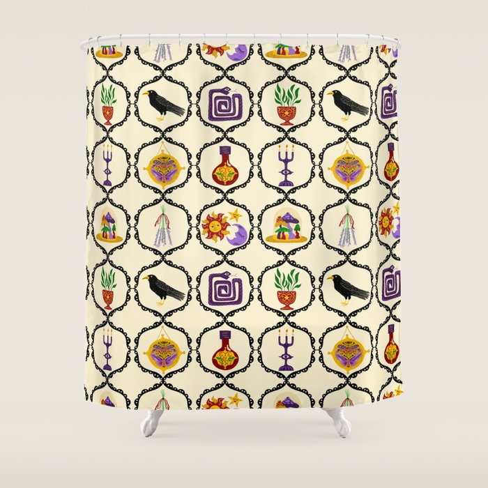 Whimsigothic Witch Mystical Magic Shower Curtain Gallery Image 1