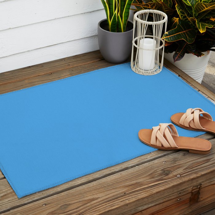 Blue Joy Solid Color Outdoor Rug Gallery Image 2