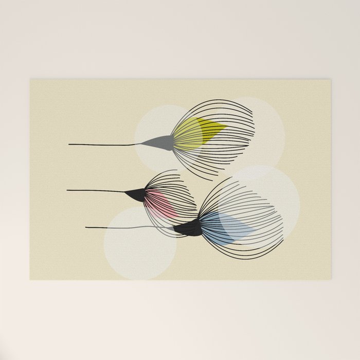 Retro Minimal Flowers Welcome Mat Gallery Image 1