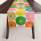 Mid Century Modern Atomic Future Colorful Dots and Stars Pattern small Table Runner Gallery Image 1