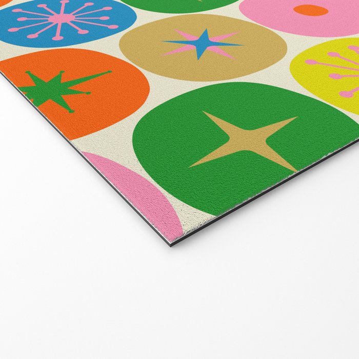 Mid Century Modern Atomic Future Colorful Dots and Stars Pattern small Welcome Mat Gallery Image 2
