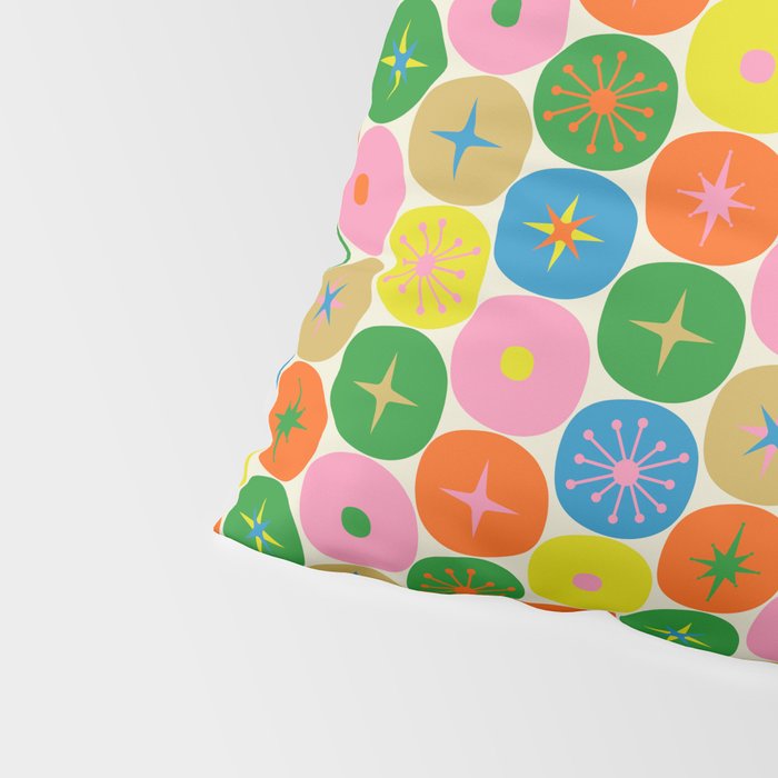 Mid Century Modern Atomic Future Colorful Dots and Stars Pattern small Pillow Sham Gallery Image 4