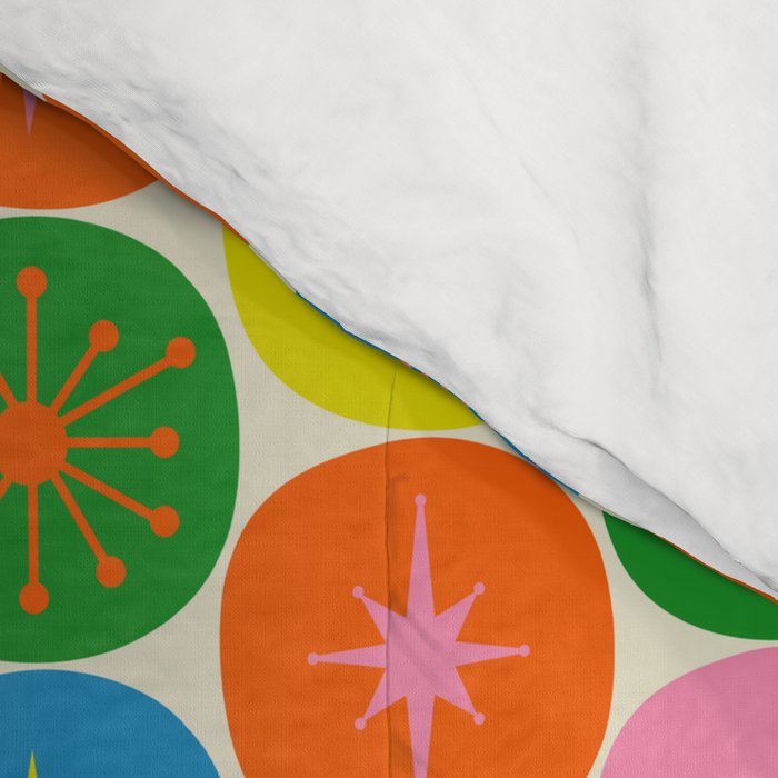 Mid Century Modern Atomic Future Colorful Dots and Stars Pattern small Comforter Gallery Image 4