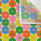 Mid Century Modern Atomic Future Colorful Dots and Stars Pattern small Wall Tapestry Gallery Image 3