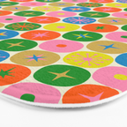 Mid Century Modern Atomic Future Colorful Dots and Stars Pattern small Bath Mat Gallery Image 3