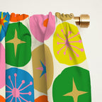 Mid Century Modern Atomic Future Colorful Dots and Stars Pattern small Window Curtain Gallery Image 2