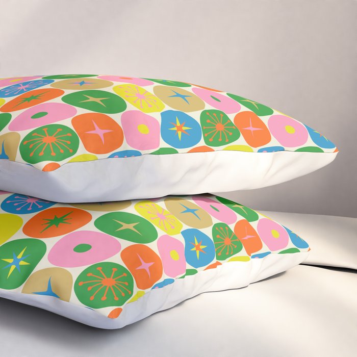 Mid Century Modern Atomic Future Colorful Dots and Stars Pattern small Pillow Sham Gallery Image 3
