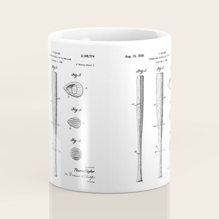 Baseball Bat Patent - Baseball Art - Antique Coffee Mug Gallery Image 4