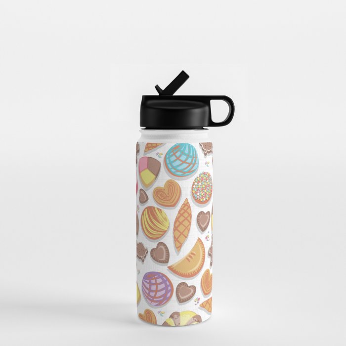 Mexican Sweet Bakery Frenzy // white background // pastel colors pan dulce Water Bottle Gallery Image 1