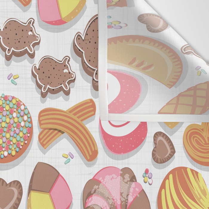 Mexican Sweet Bakery Frenzy // white background // pastel colors pan dulce Wall Tapestry Gallery Image 3