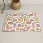 Mexican Sweet Bakery Frenzy // white background // pastel colors pan dulce Rug Gallery Image 1