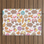 Mexican Sweet Bakery Frenzy // white background // pastel colors pan dulce Outdoor Rug Gallery Image 1